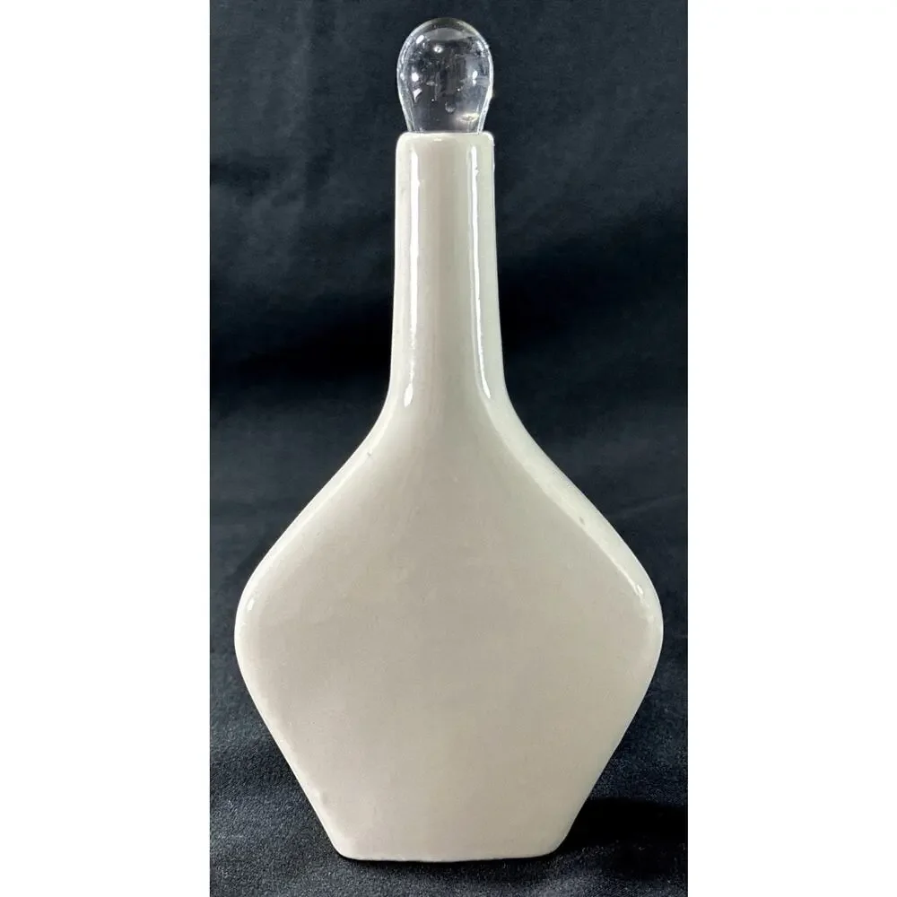 München Germany Ceramic Decanter Bottle with Map Design & Glass Stopper 6”